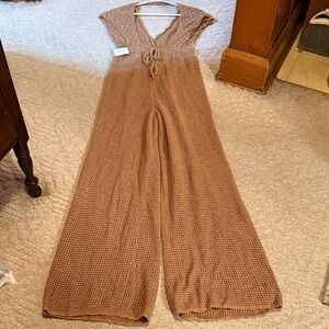 American Eagle Outfitters Tan Knit Jumpsuit